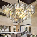 31.5" Modern Chandelier 19-Light 4-Tier Black round K9 Crystal Chandelier for Dining Room,Living Room,Entryway and Foyer