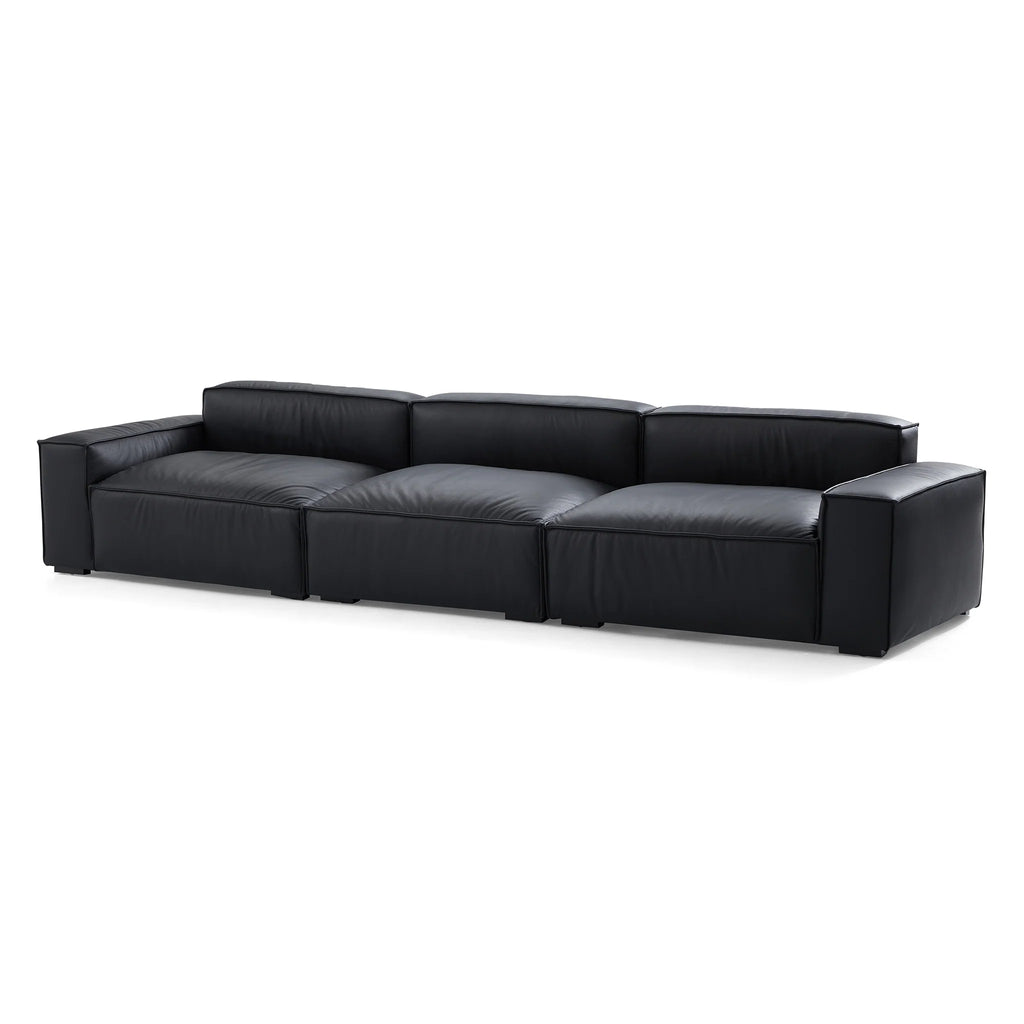 Luxury Minimalist Black Leather Sofa