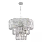 Luz 11-Light Tired round Crystal Chandelier Chrome Finish round with Mosaic Crystal for Living Room and Kitchen