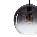 Luckyday 1-Light 11 In.W Black Modern Globe Pendant Light Kitchen Island Hanging Light with Gradient Gray Tinted Glass