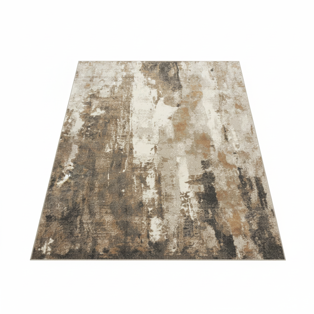 Lagos Collection Beige 4X5 Abstract Area Rug
