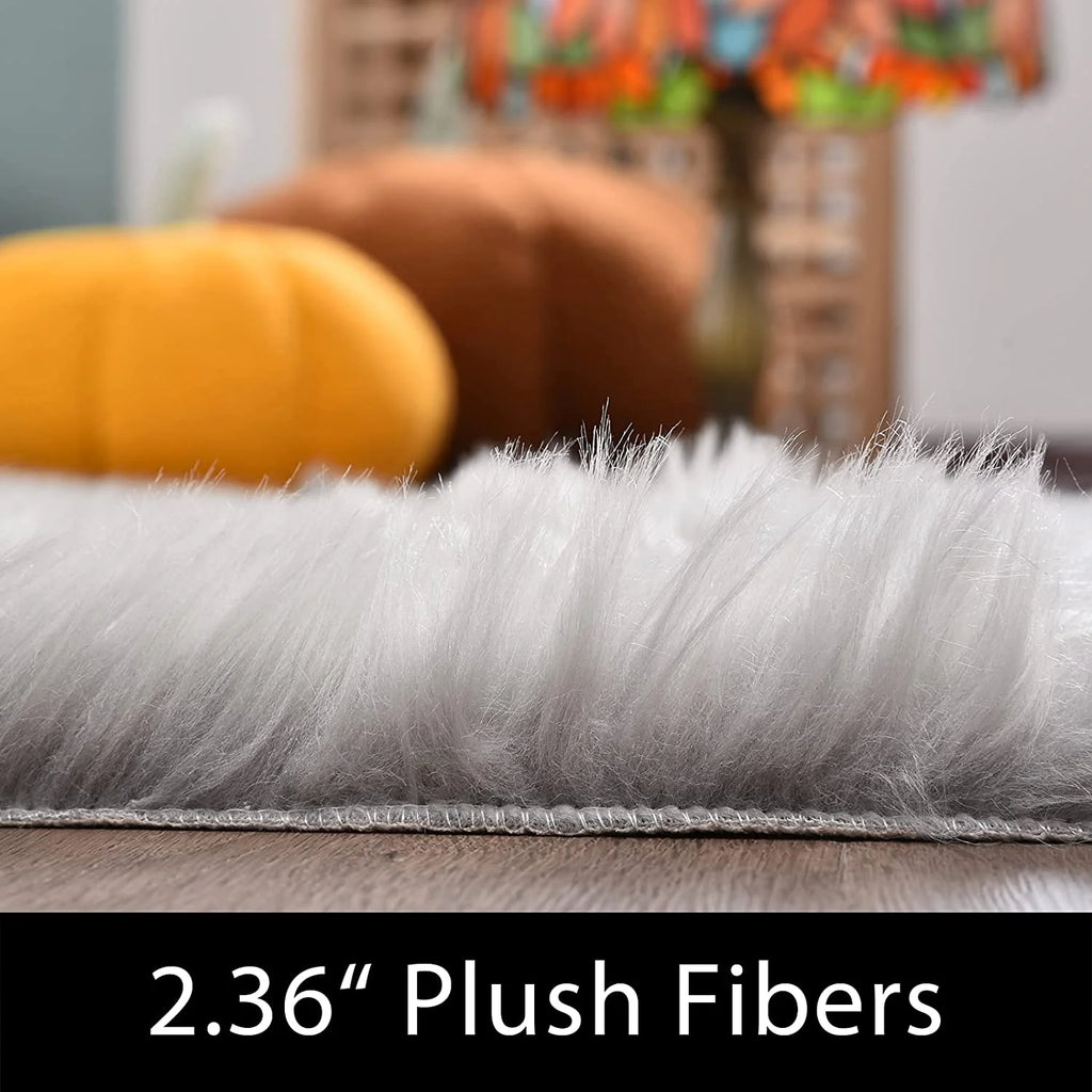 Faux Sheepskin Rug Fur Area Rugs Grey 10X12 Fluffy Rug Washable Rugs for Living Room and Bedroom Shag Rug Fluzzy Rug
