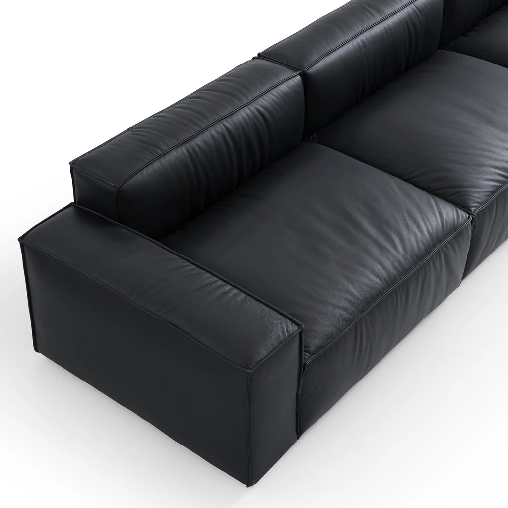 Luxury Minimalist Black Leather Sofa