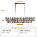 Light Dimmable Modern Rectangle Crystal Chandelier