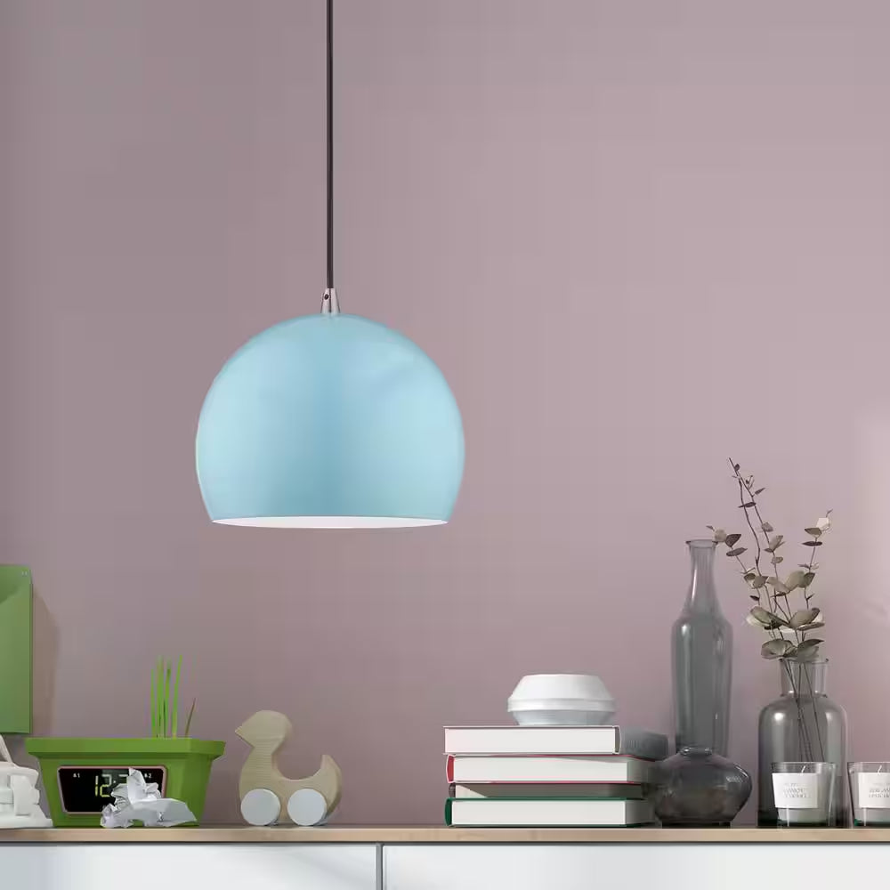Branbury 1-Light Shiny Baby Blue Globe Pendant