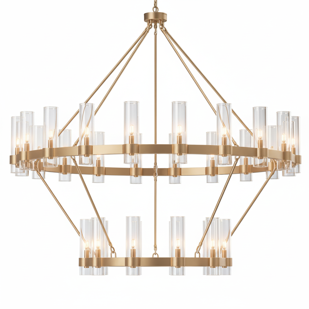 Modern Chandelier 60 In. 30-Light Gold Wagon Wheel Chandelier for Dinning Room, Foyer, Living Room, Staircase